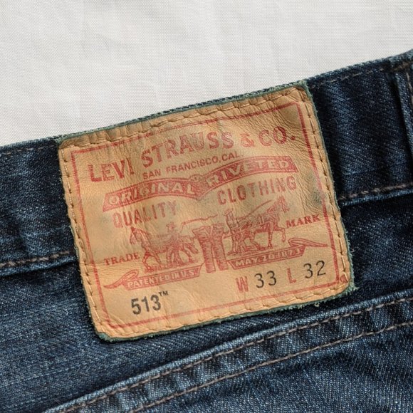 LEVIS 513 SLIM STRAIGHT JEANS DARK WASH - Picture 2 of 2